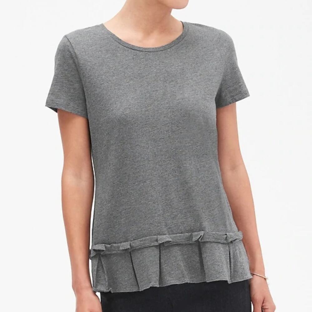 Banana Republic Gray Pleat Flounce Hem Top - Picture 11 of 14